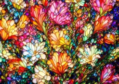 Abstract Stained Glass Flower Garden Puzzel (1000 stukjes)