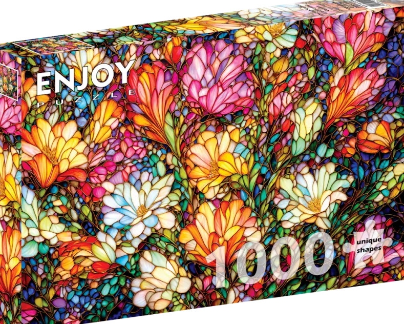 Abstract Stained Glass Flower Garden Puzzel (1000 stukjes)