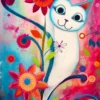 A Happy White Cat Puzzel (1000 stukjes)
