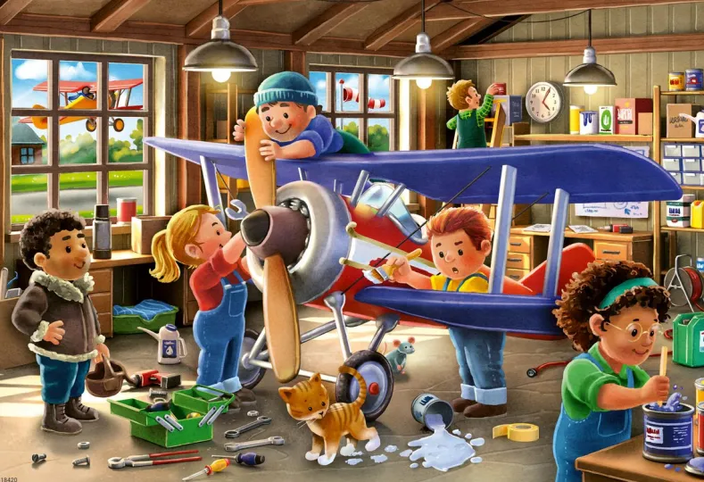 Airplane & Train Repair Puzzel (2x24 stukjes)