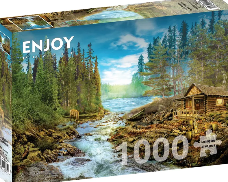 A Log Cabin by the Rapids Puzzel (1000 stukjes)