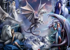 Anne Stokes - Silver Dragon Collage Puzzel (1500 stukjes)