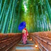 Asian Woman in Bamboo Forest Puzzel (1000 stukjes)
