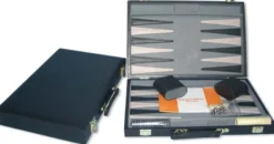 Backgammon Koffer Zwart effen (38 cm)