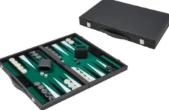 Backgammon - Zwart,Groen,Groot, Kunstleer