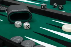 Backgammon - Zwart,Groen,Groot, Kunstleer