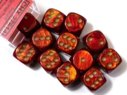Dice Set - Scarab 16mm - Red-Gold D6 (12 Stuks)