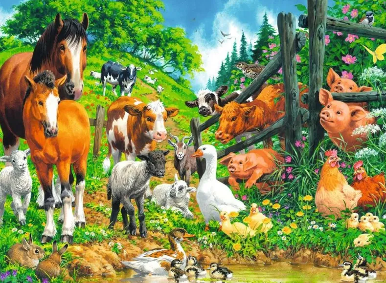 Dierenbijeenkomst Puzzel (100 XXL stukjes)