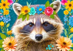 Floral Raccoon Puzzel (1000 stukjes)