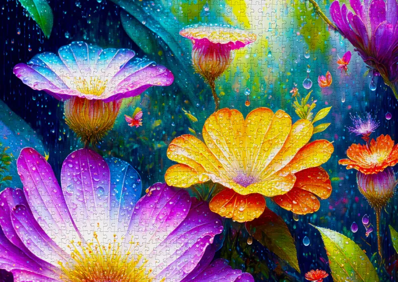 Flowers in the Rain (1000 stukjes)