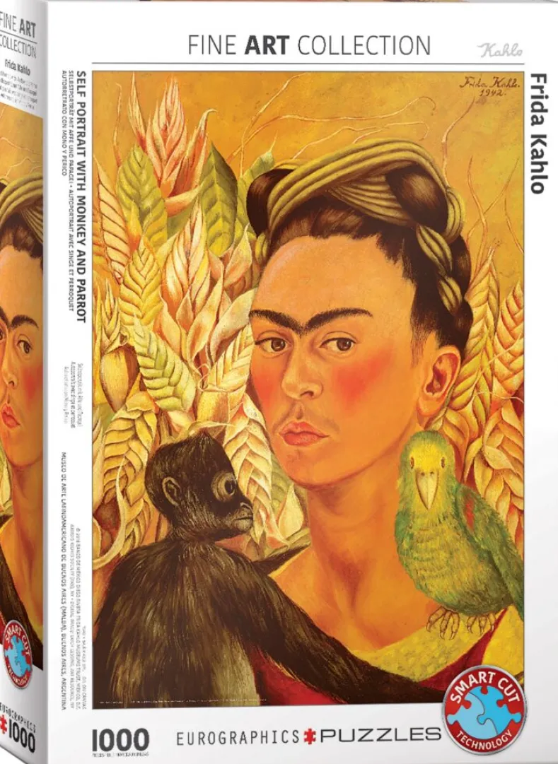 Frida Kahlo - Self Portrait with Monkey and Parrot Puzzel (1000 stukjes)