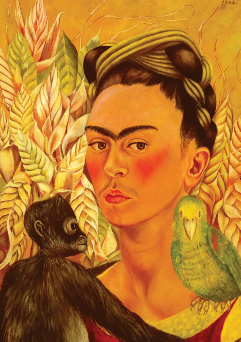 Frida Kahlo - Self Portrait with Monkey and Parrot Puzzel (1000 stukjes)