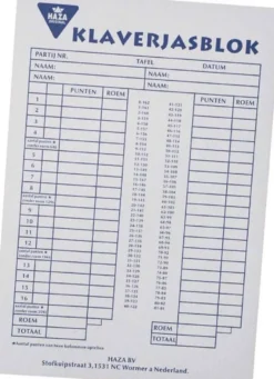 Klaverjas Scoreblok (50 vellen)