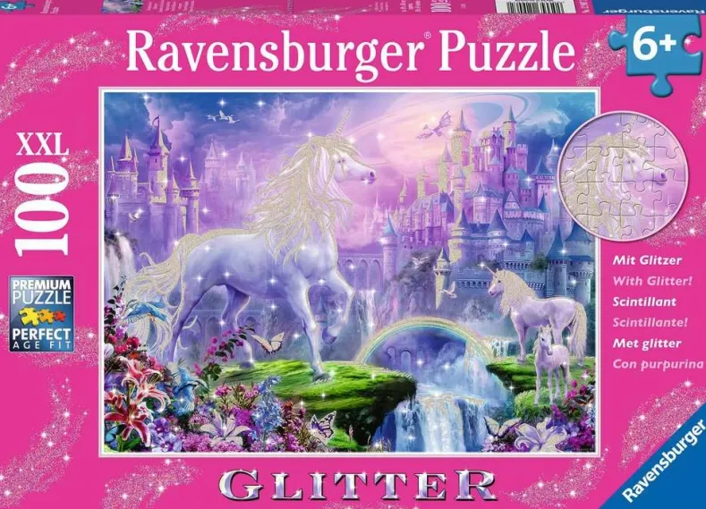 Koninkrijk van de Eenhoorns Glitter Puzzel (100 XXL stukjes)