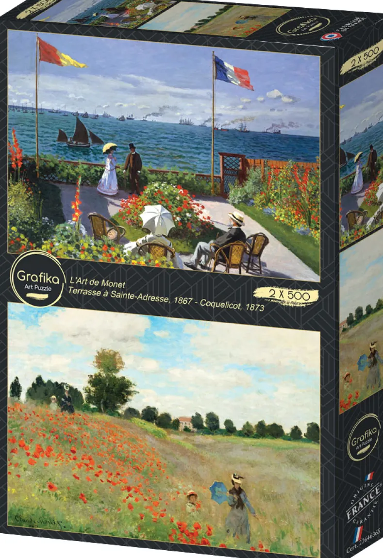 L'Art de Monet - Terrasse à Sainte-Adresse & Coquelicot Puzzel (2x 500 stukjes)