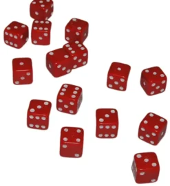 Mini Dobbelstenen 7 mm - Rood (15 stuks)