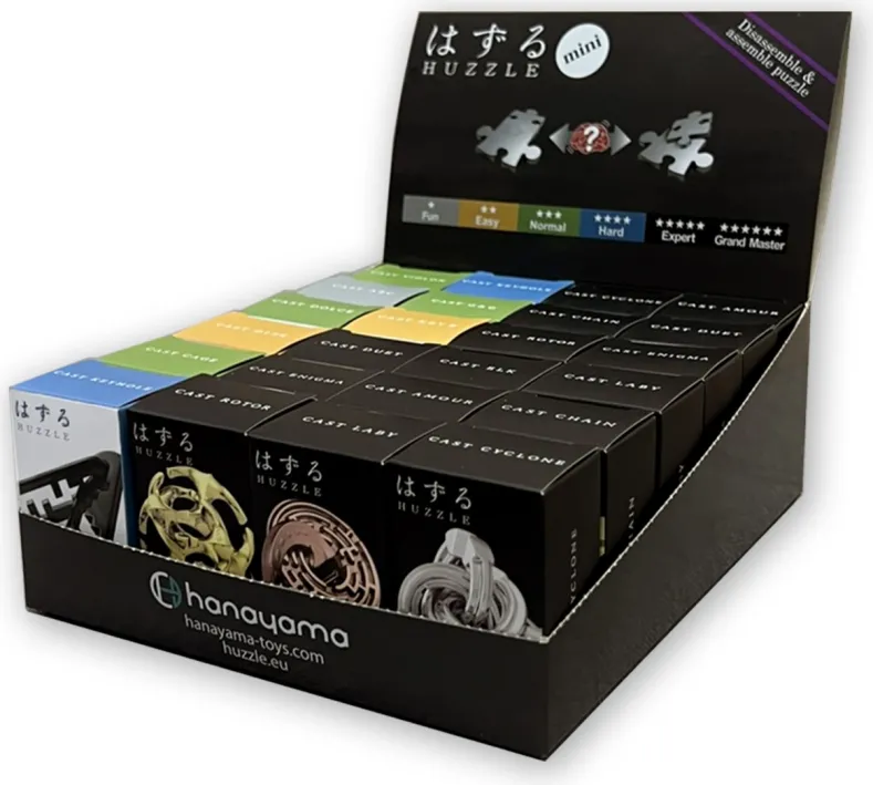 Mini Huzzle Cast Display (24x Mini Huzzle Cast Puzzles)