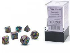 Mini Polydice Dobbelsteen Set Paars / Geel (7 stuks)