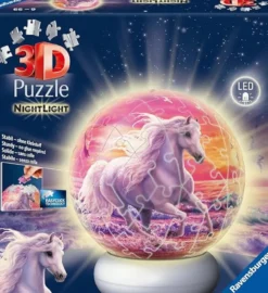 NightLight 3D Puzzel - Horses on the Beach (73 stukjes)