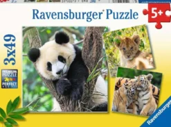 Panda, Tijger en Leeuw Puzzel (3x49 stukjes)