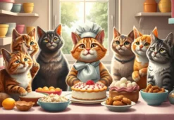 Pastry Cats in Action Puzzel (1000 stukjes)