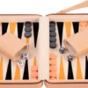 Portable Backgammon met Afsluitrits (Beige)