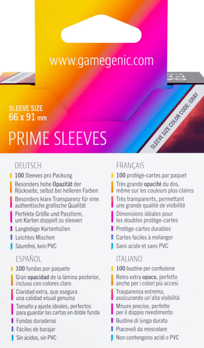 Prime Sleeves 66x91mm Rood (100 stuks) - Boxed