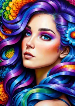 Rainbow Flower Portrait Puzzel (1000 stukjes)