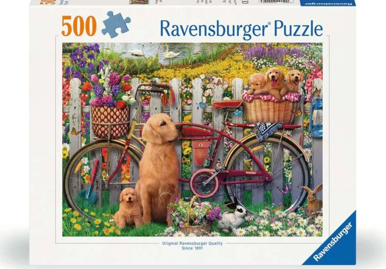 Schattige honden in de tuin Puzzel (500 stukjes)