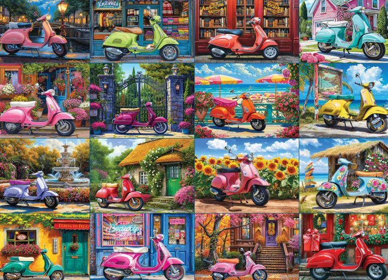 16 Scooters by Bigelow Puzzel (1000 stukjes)