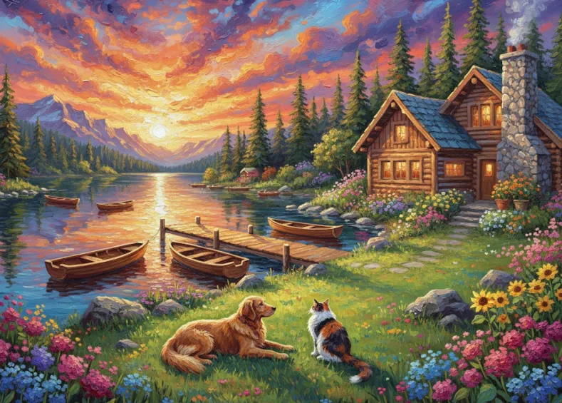 Sunset over the Lake Puzzel (500 stukjes)