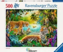 Tiger Family in the Oasis Puzzel (500 stukjes)