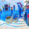 Turquoise Street in Chefchaouen - Marokko Puzzel (1000 stukjes)