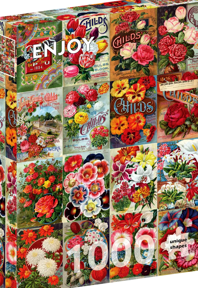 Vintage Flower Seed Catalog Collage Puzzel (1000 stukjes)