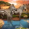 Zebra´s bij de drinkplaats Puzzel (500 stukjes)