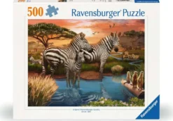 Zebra´s bij de drinkplaats Puzzel (500 stukjes)